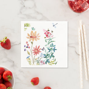 Watercolor Wildflowers Napkin