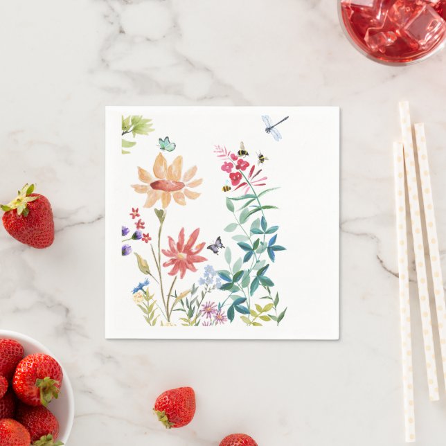 Watercolor Wildflowers Napkin (Insitu)