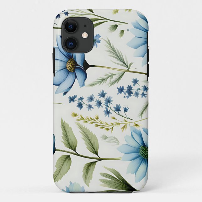 Watercolor Wildflowers on Light Blue Case-Mate iPhone Case (Back)