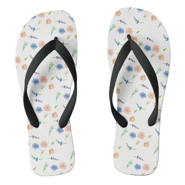 Watercolor Wildflowers Original Art Flip Flops (Footbed)