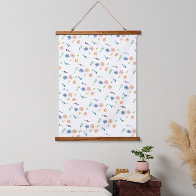 Watercolor Wildflowers Original Art Hanging Tapestry (Bedroom)