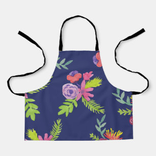 Watercolor Wildflowers Pattern Apron