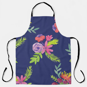 Watercolor Wildflowers Pattern Apron