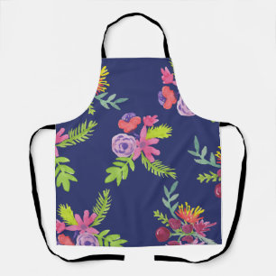 Watercolor Wildflowers Pattern Apron