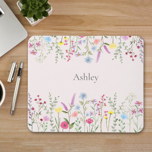 Watercolor Wildflowers Personalized Mouse Pad