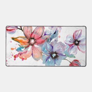 Watercolor Wildflowers Personalized Script Name Desk Mat