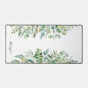 Watercolor Wildflowers Personalized Script Name Desk Mat
