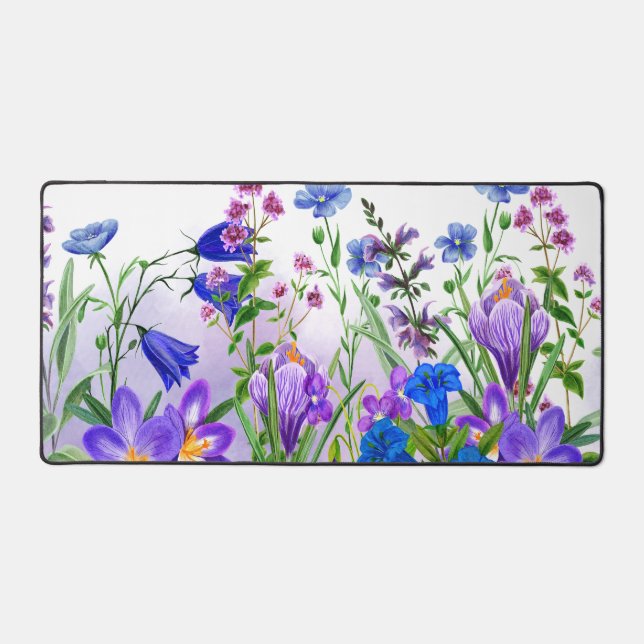 Watercolor Wildflowers Personalized Script Name Desk Mat (Front)