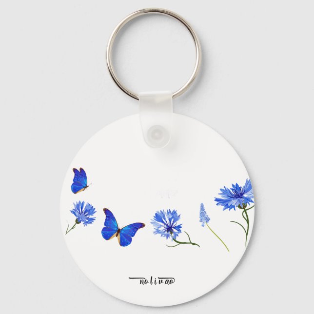 Watercolor Wildflowers Personalized Script Name Keychain (Front)