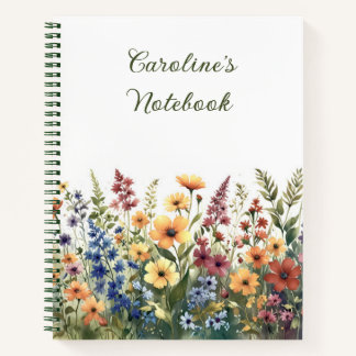 Watercolor Wildflowers Personalized Summer Journal
