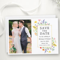 Watercolor Wildflowers Photo Gold Frame