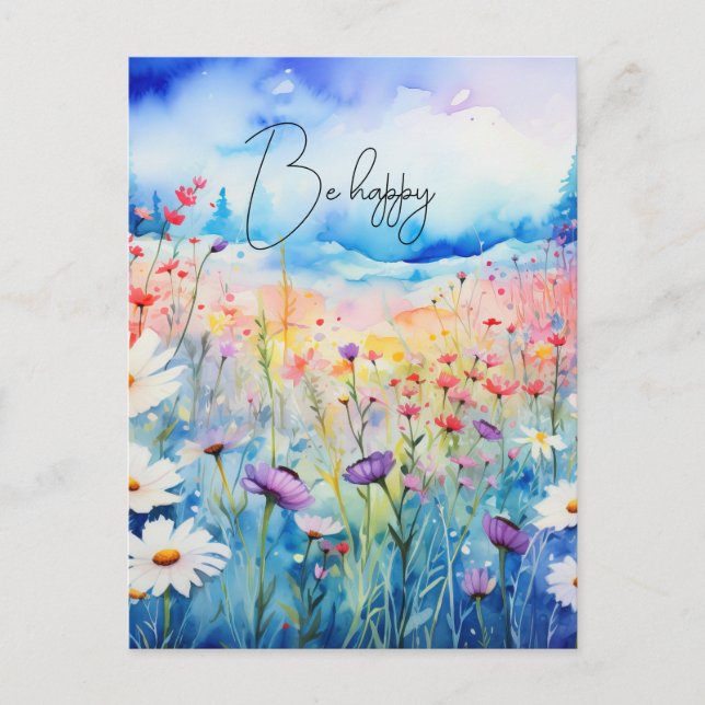 Watercolor Wildflowers Postcard (Front)