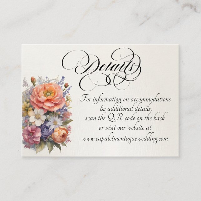 Watercolor Wildflowers, QR Code - Cream Enclosure Card (Front)