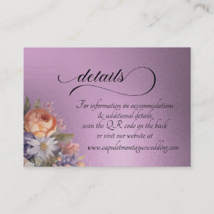 Watercolor Wildflowers, QR Code - Lavender Enclosure Card