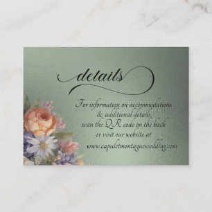 Watercolor Wildflowers, QR Code - Sage Enclosure Card