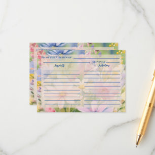 Watercolor Wildflowers Recipe Enclosure Card