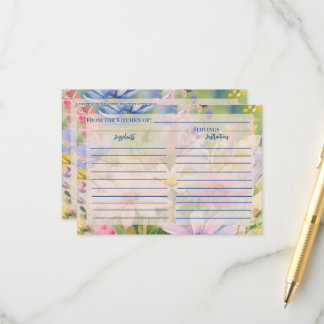Watercolor Wildflowers Recipe Enclosure Card