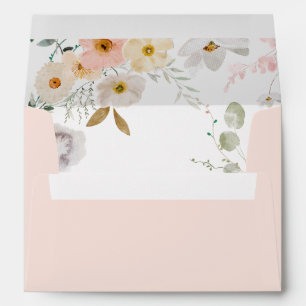 Watercolor wildflowers return address envelope