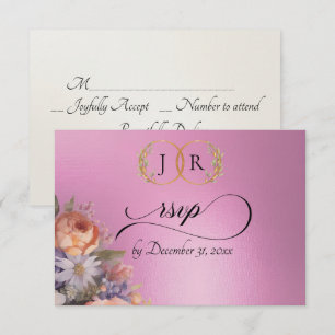 Watercolor Wildflowers - Rose Pink RSVP Card