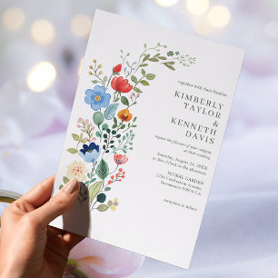 Watercolor Wildflowers Rustic Chic Garden Wedding Invitation