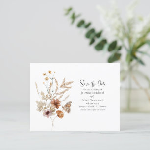 Watercolor Wildflowers Save the Date Postcard