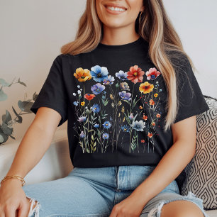 Watercolor Wildflowers Shirt Gift for Her or Mom