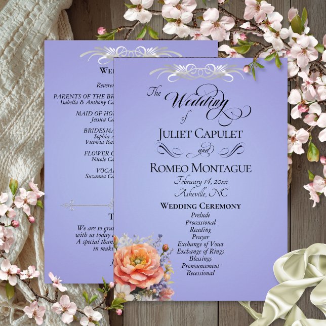 Watercolor Wildflowers - Sky Blue Wedding Program (Creator Uploaded)