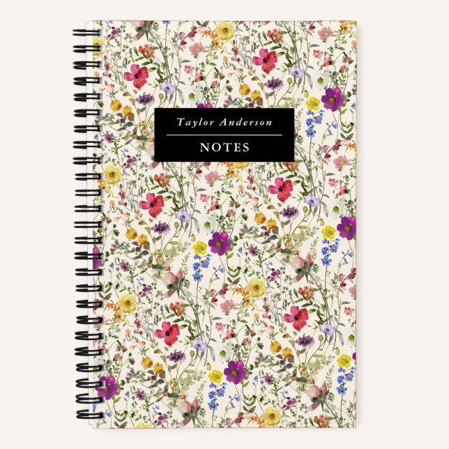 Watercolor Wildflowers Spiral Notebook (Front)