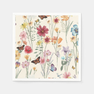 Watercolor Wildflowers Spring Summer Meadow Napkin