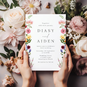 Watercolor Wildflowers Spring Summer Wedding Invitation