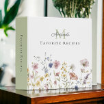 Watercolor Wildflowers Stylish Favourite Recipes Binder<br><div class="desc">A lovely feminine choice in notebooks,  this design features a border row of watercolor wildflowers in soft pastel hues of pink,  periwinkle blue,  off-white and yellow with delicate stems and greenery. A text template is included to personalize with your name and monogram initial.</div>