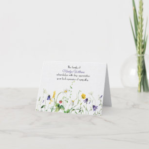 Watercolor Wildflowers Sympathy Thank You Card