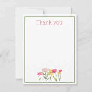 Watercolor Wildflowers Thank You Card