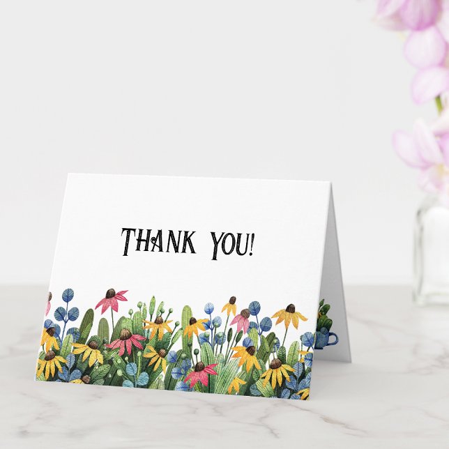 Watercolor Wildflowers Thank You Greeting Card (Creator Uploaded)