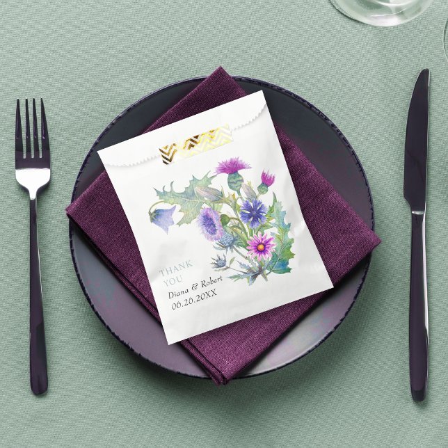 Watercolor wildflowers Thank You wedding Favour Bag (Creator Uploaded)