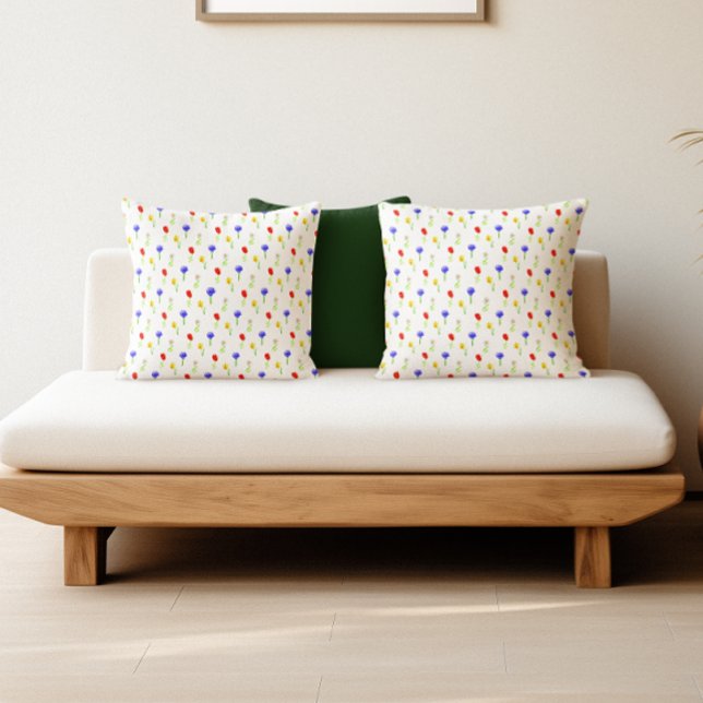 Watercolor Wildflowers Throw Pillow (Creator Uploaded)