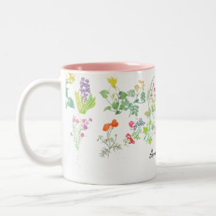Watercolor wildflowers  Two-Tone coffee mug