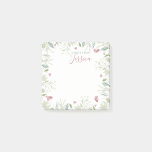 Watercolor Wildflowers w/ Custom Name Personalized Post-it Notes
