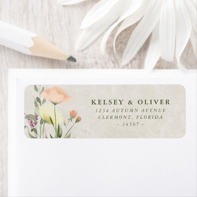 Watercolor Wildflowers Wedding Bride Groom (Insitu)