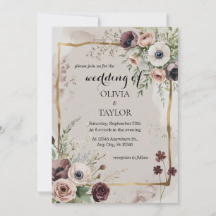 Watercolor Wildflowers Wedding Invitation