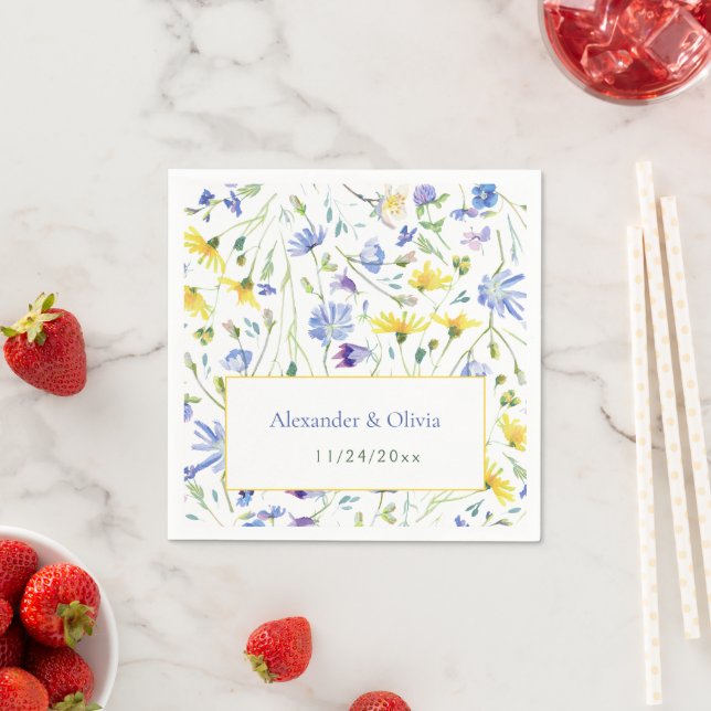 Watercolor Wildflowers Wedding Napkin (Insitu)