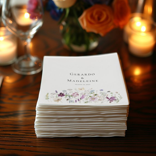 Watercolor Wildflowers Wedding Paper Napkins (Creator Uploaded)