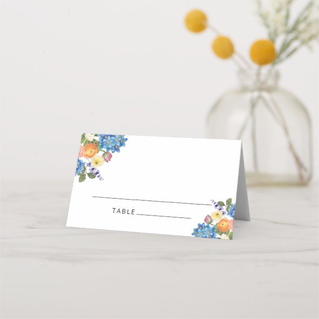 Watercolor Wildflowers Wedding Place Card (Front)