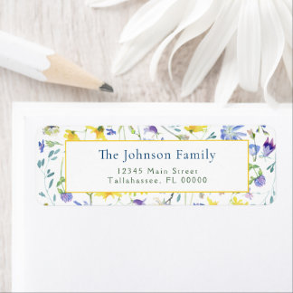 Watercolor Wildflowers Wedding Return Address