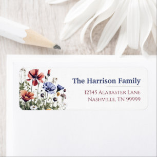 Watercolor Wildflowers Wedding Return Address