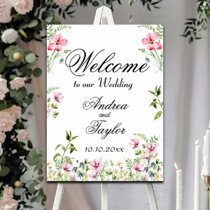 Watercolor Wildflowers Wedding Welcome Sign Poster