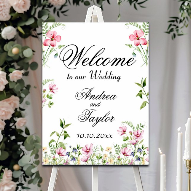 Watercolor Wildflowers Wedding Welcome Sign Poster (Creator Uploaded)