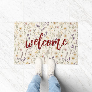 Watercolor Wildflowers Welcome Doormat