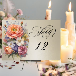Watercolor Wildflowers - Wheat Table Number