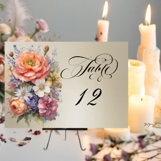 Watercolor Wildflowers - Wheat Table Number